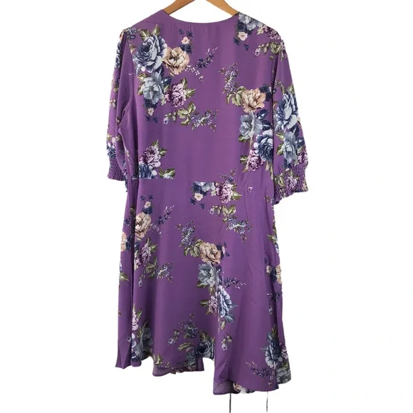 NWT City Chic Rose Garden Puff Sleeve Wrap Dress Women's Plus Size 18 - Picture 5 of 8